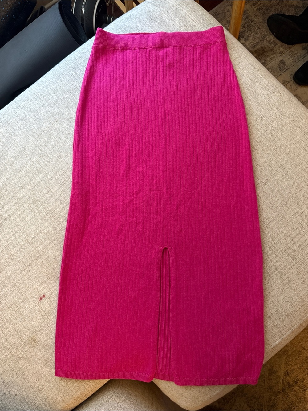 NWT Free People Hot Pink Ribbed Midi Skirt